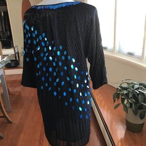 Haute Hippie Black Beaded Blue Evening Dress
